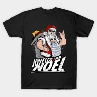 Joyeux noël cool tattooed santa claus with sunglasses T-Shirt